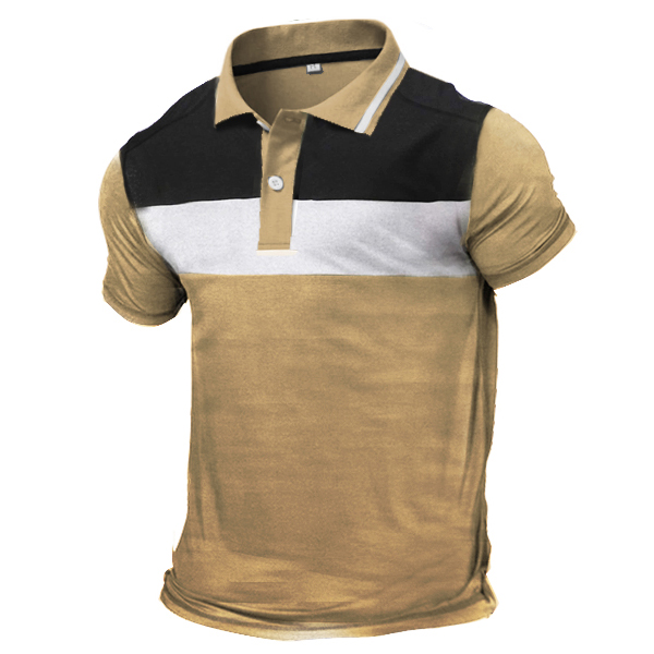 Men's Outdoor Color Contrast Chic Casual Polo Shirt