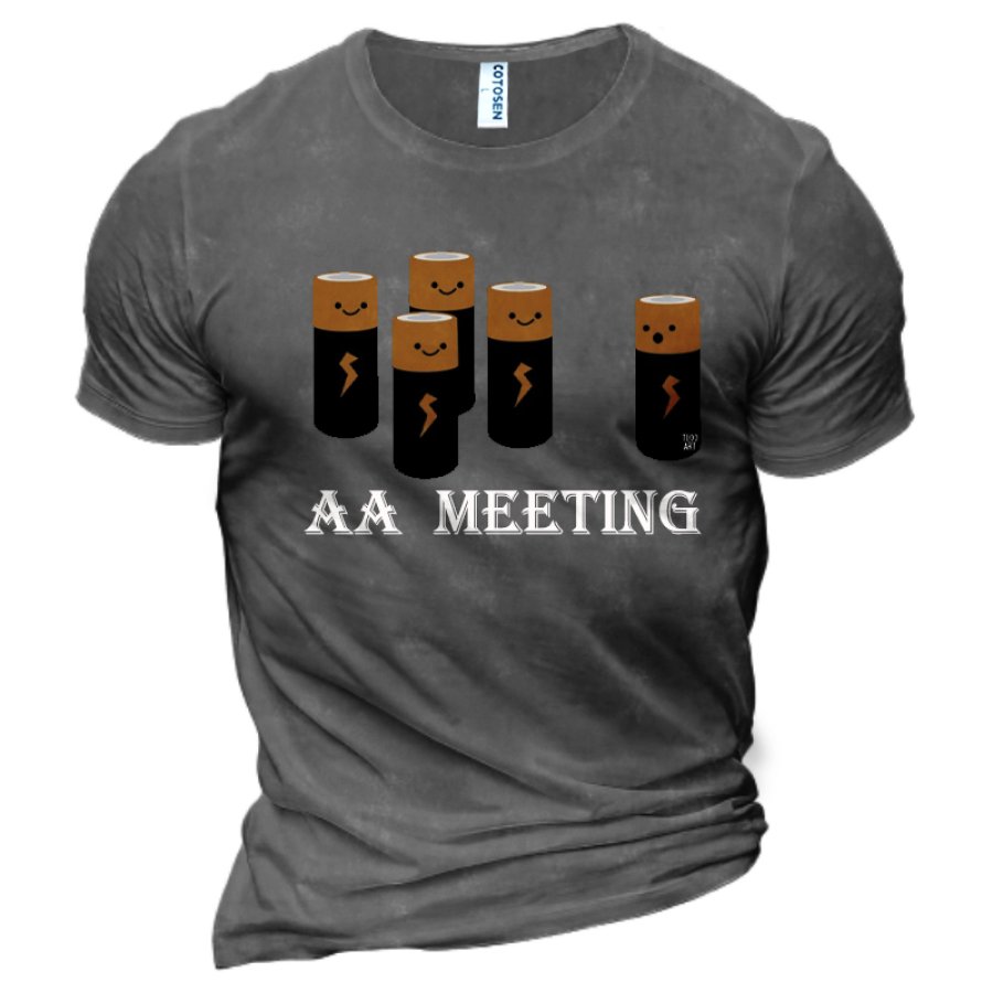 

Men's Funny AA Meeting Print Cotton T-Shirt