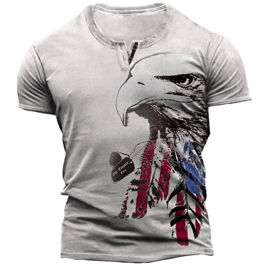 

Men's Vintage Eagle Totem Print V-Neck T-Shirt