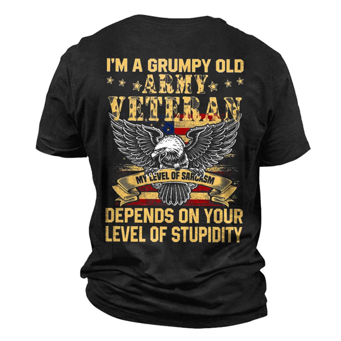 Men's I'm A Grumpy Chic Old Army Veteran Cotton T-shirt