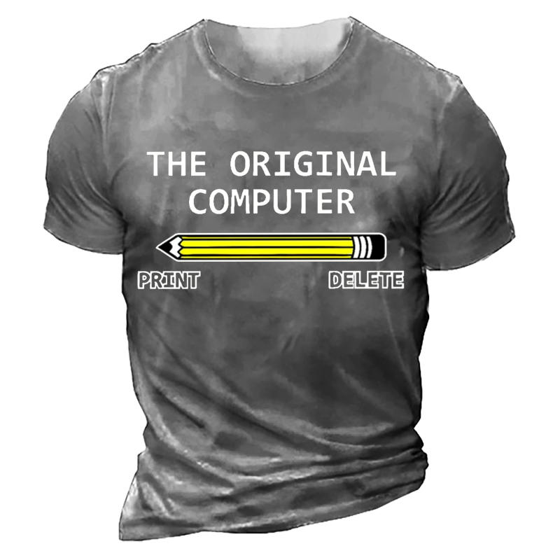 Men's The Original Computer Print Chic Delete Funny Graphic Printing Cotton Text Letters Loose Casual T-shirt