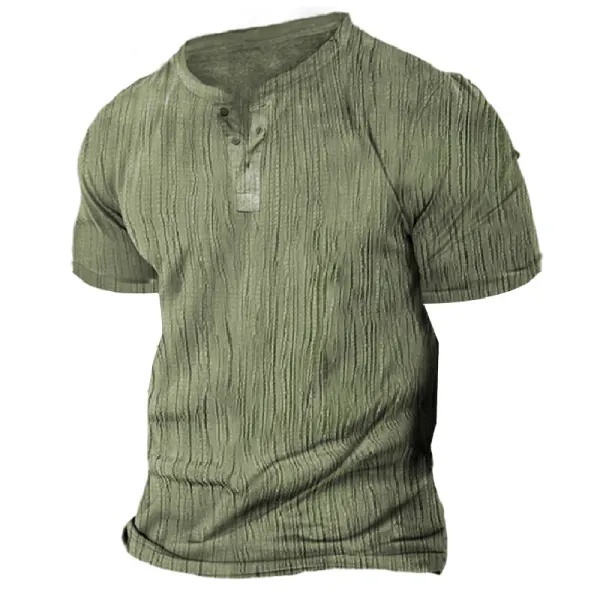 Men's Retro Wave Pattern Special Texture Fabric T-shirt - Cotosen.com