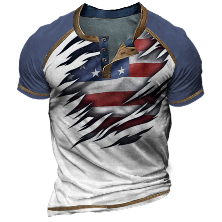 

Men's Vintage American Flag Panel Print T-Shirt