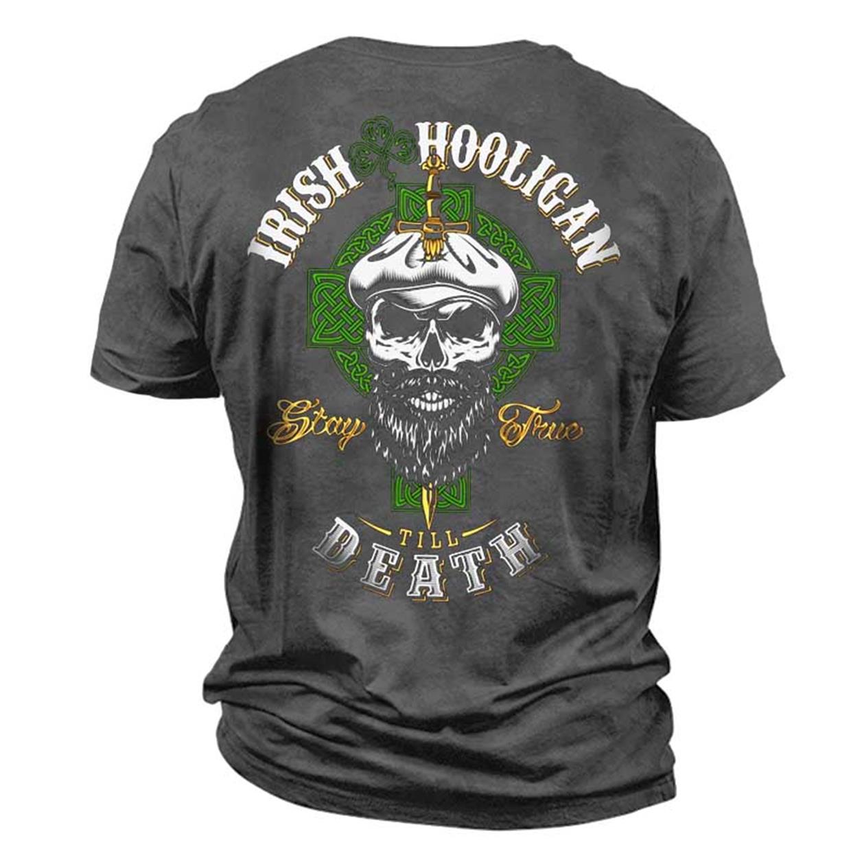 Men's St. Patrick's Day Chic Irish Hooligan Skull Cotton T-shirt