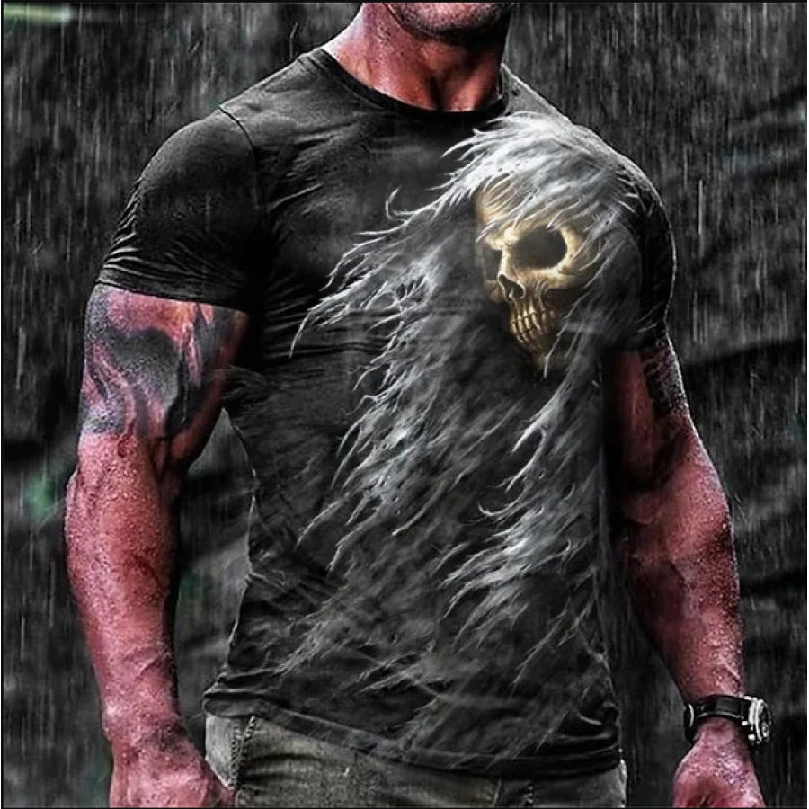 

Men's Vintage Skull Print T-Shirt