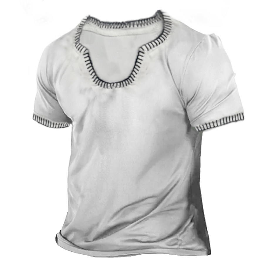 

Men's Outdoor Contrast Line Design Tactical Casual Cotton T-Shirt