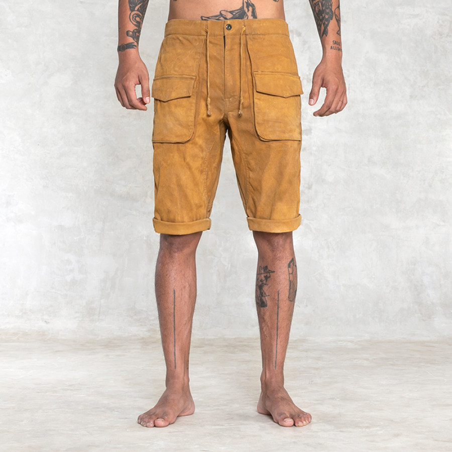 

Men's Vintage Washed Cotton Multi-Pocket Cargo Shorts