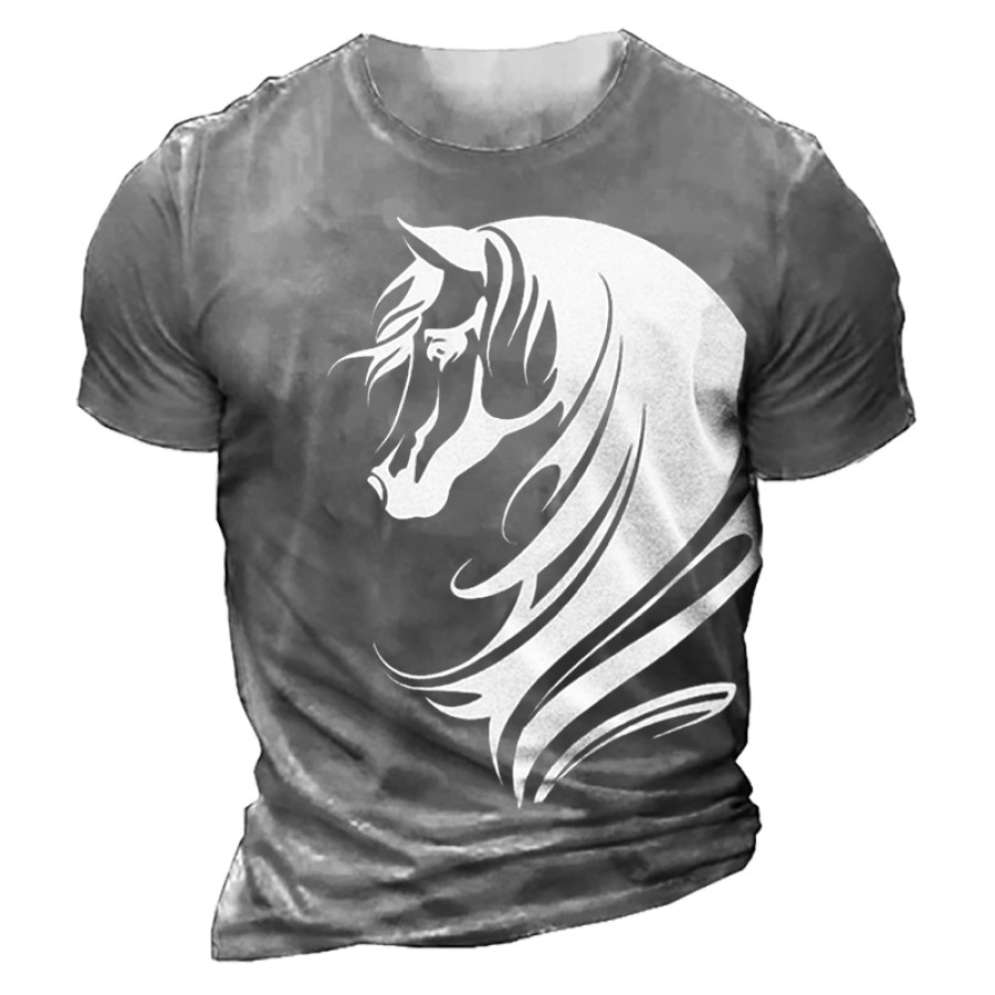 

Men's Vintage Western Horse Print Crew Neck T-Shirt