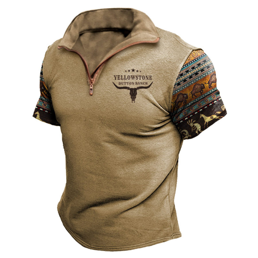 

Men's Vintage West Yellowstone Colorblock Zip Stand T-Shirt