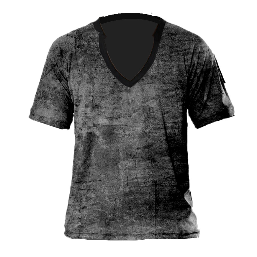 

Men's Vintage Distressed Low Neck T-Shirt