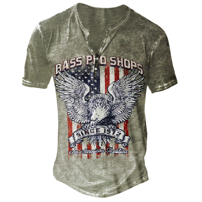 Men's Vintage American Flag Chic Eagle Print T-shirt