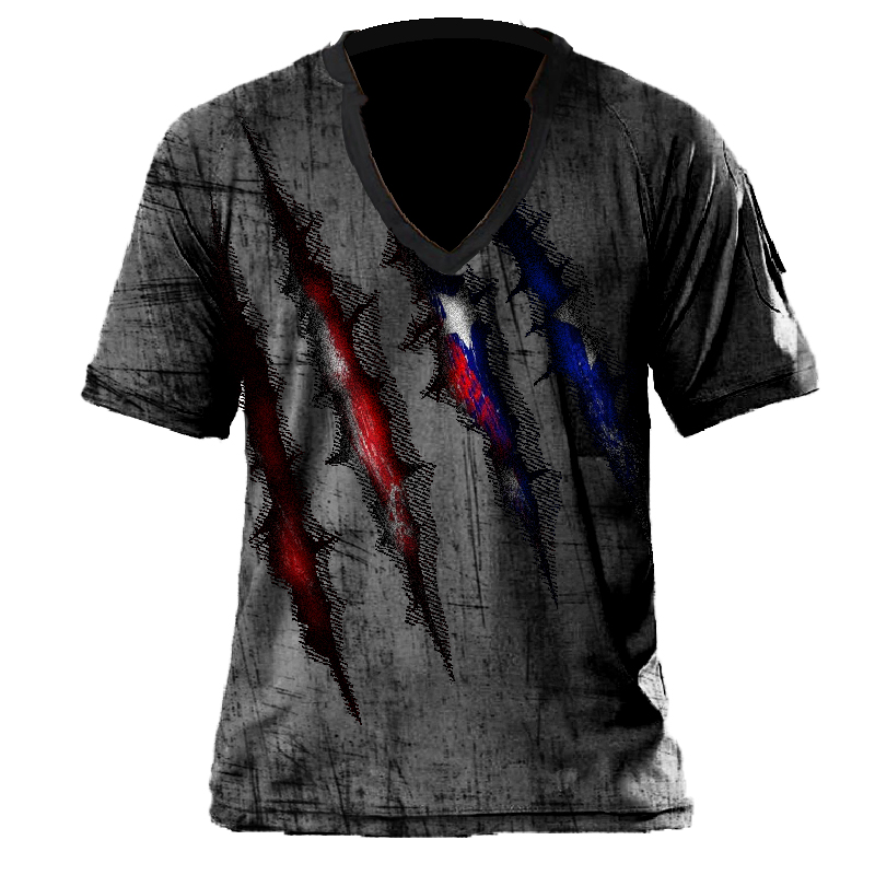 Men's Vintage American Flag Chic Ripped Effect T-shirt