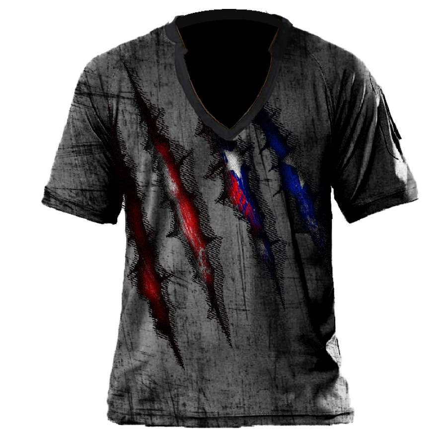 

Men's Vintage American Flag Ripped Effect T-Shirt