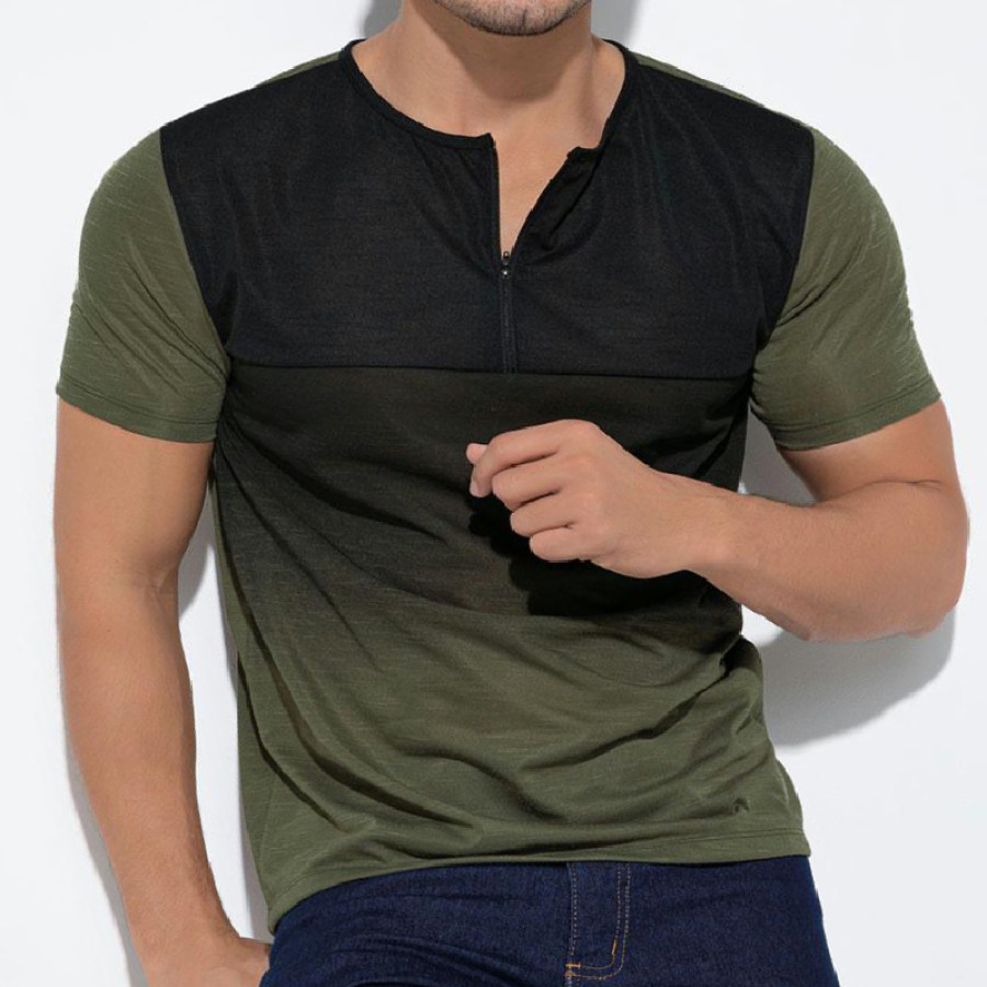 

Men's Gradient Zip Neck T-Shirt