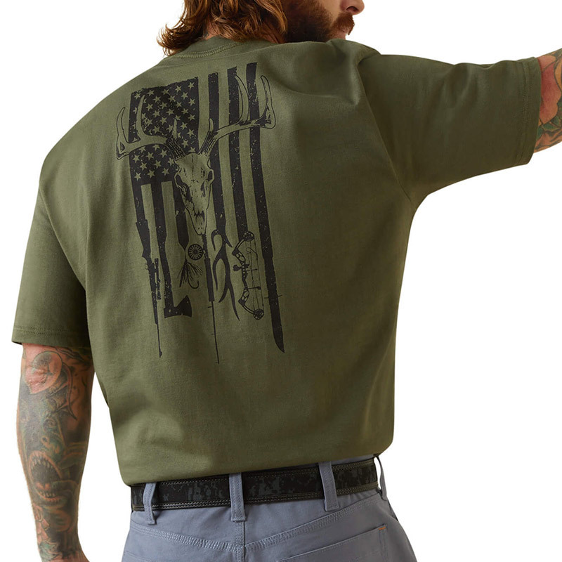 American Flag Outdoor Hunting Chic Men's Cotton Short Sleeve T-shirt