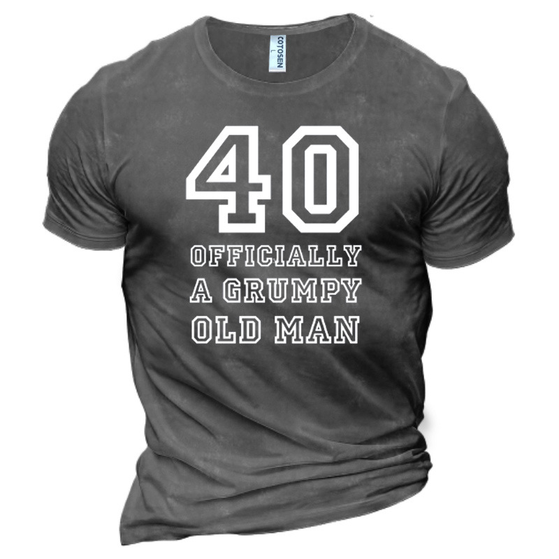 40 Years Old Offically Chic A Grumpy Old Man Men's Cotton Short Sleeve T-shirt