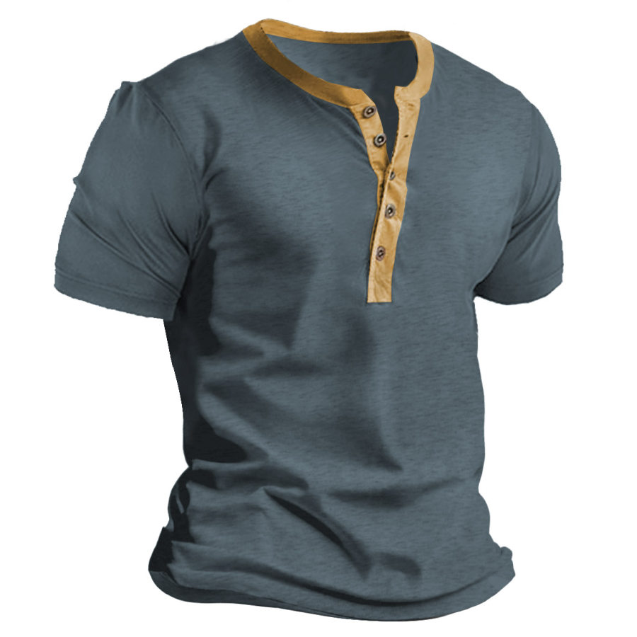 

Men's Vintage Tactical Colorblock Henley T-Shirt