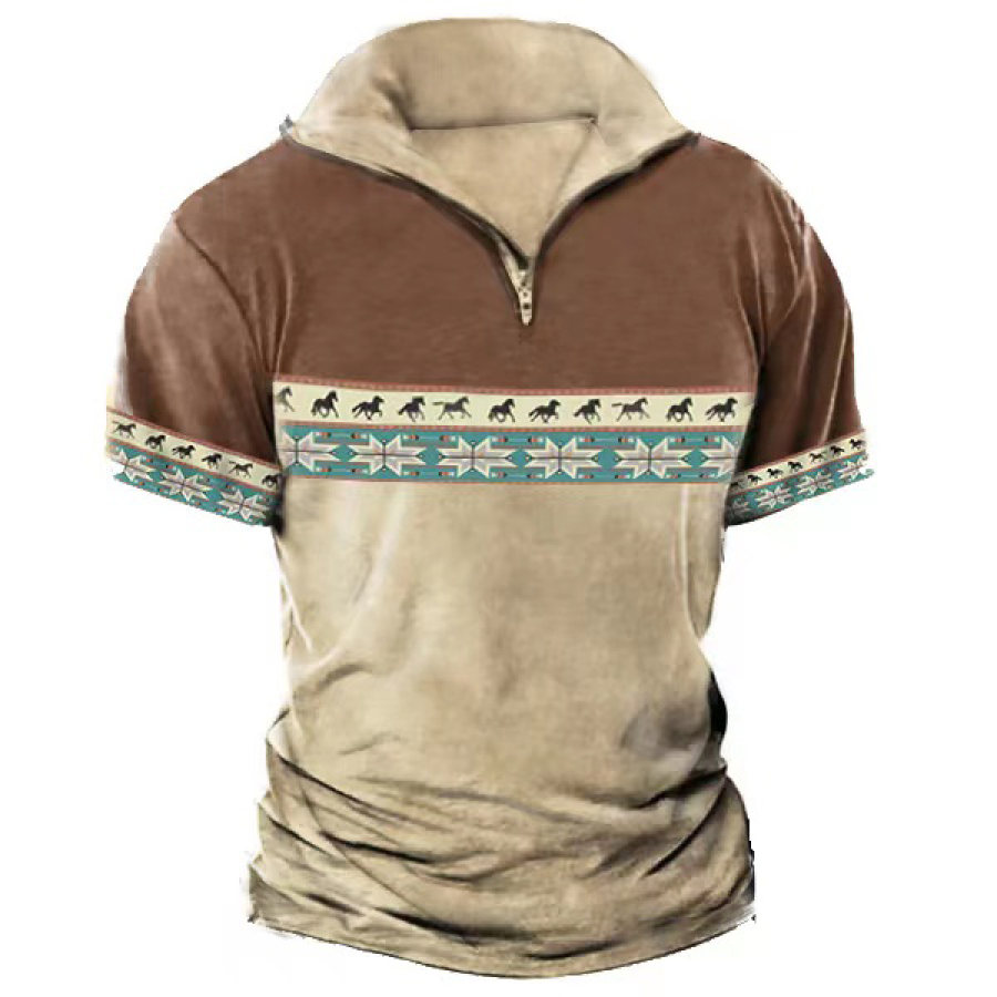 

Men's Vintages Aztec Colorblock Quarter Zip T-Shirt