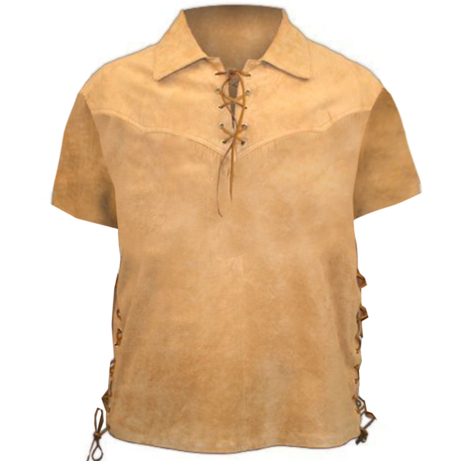 

Men's Vintage Western Tie Lapel T-Shirt