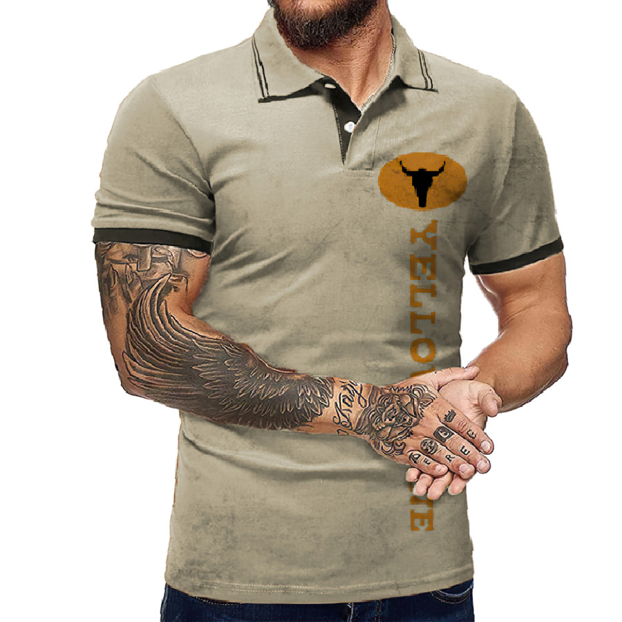 

Men's Outdoor Vintage Yellowstone Polo Collar T-Shirt
