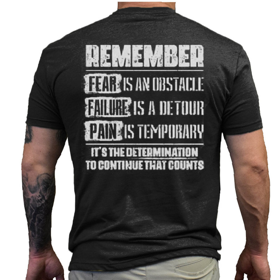 

Camiseta Masculina De Algodão Remember Fear Is An Obstacle