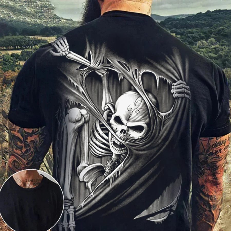 

Men's Vintage Skull Print T-Shirt