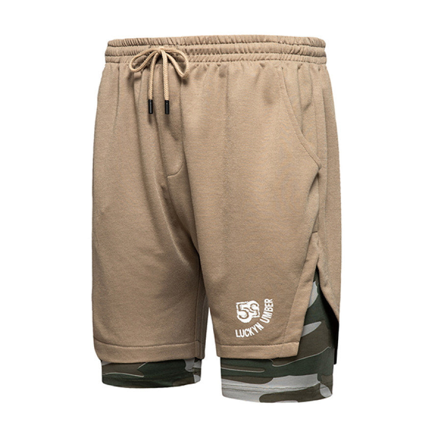 

Men's Outdoor Camouflage Stitching Drawstring Sports Shorts