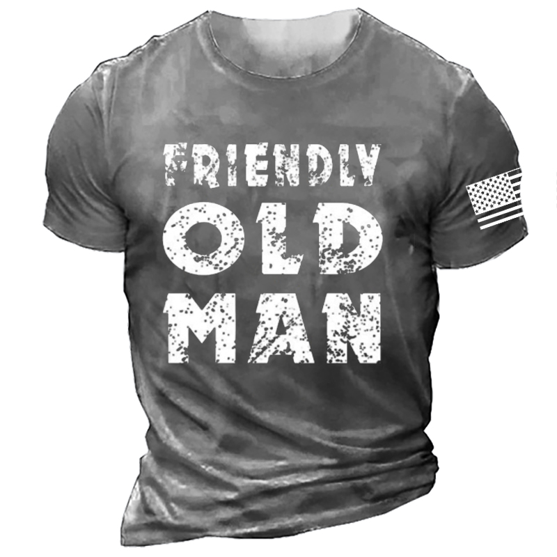 Men's Vintage Old Man Chic Round Neck Short Sleeve T-shirt