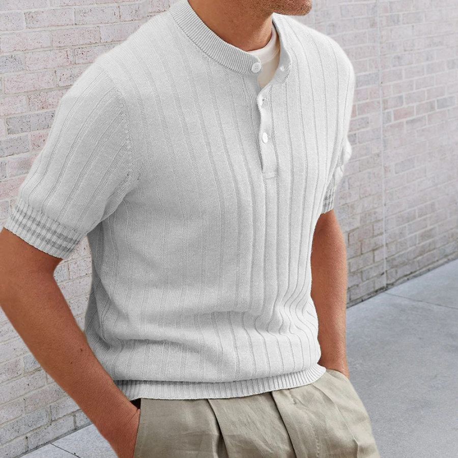 

Men's Outdoor Solid Color Knitted Short-sleeved Polo Shirt