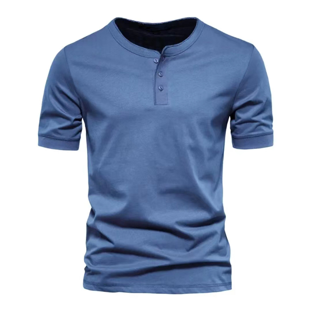 Men's Outdoor Slim Solid Chic Color Henry Shirt Sports T-shirt