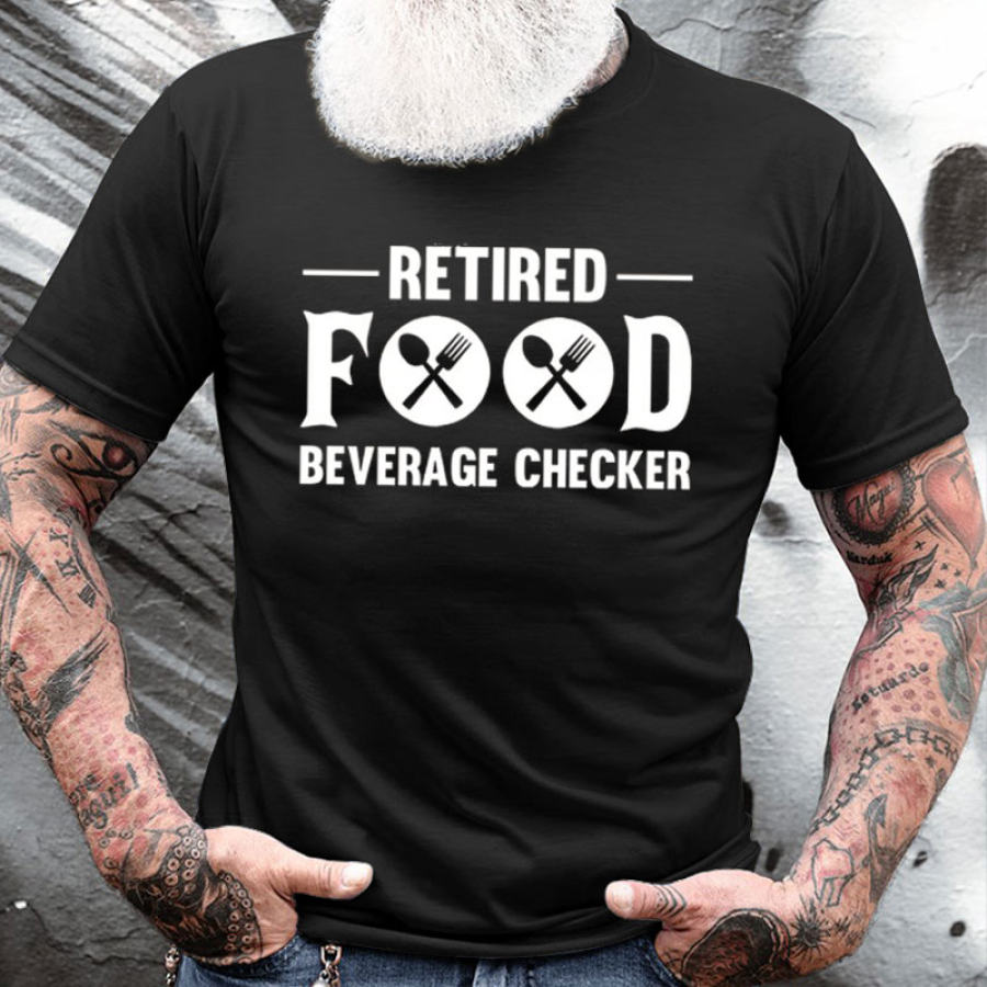 

Retired Food Beverage Checker Men's Cotton Short Sleeve T-Shirt