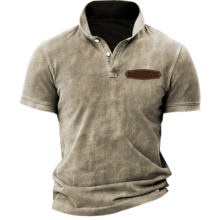 

Men's Vintage Leather Label Outdoor T-Shirt POLO