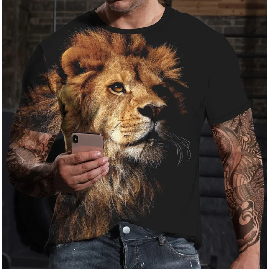 

Men's Vintage Lion Print T-Shirt