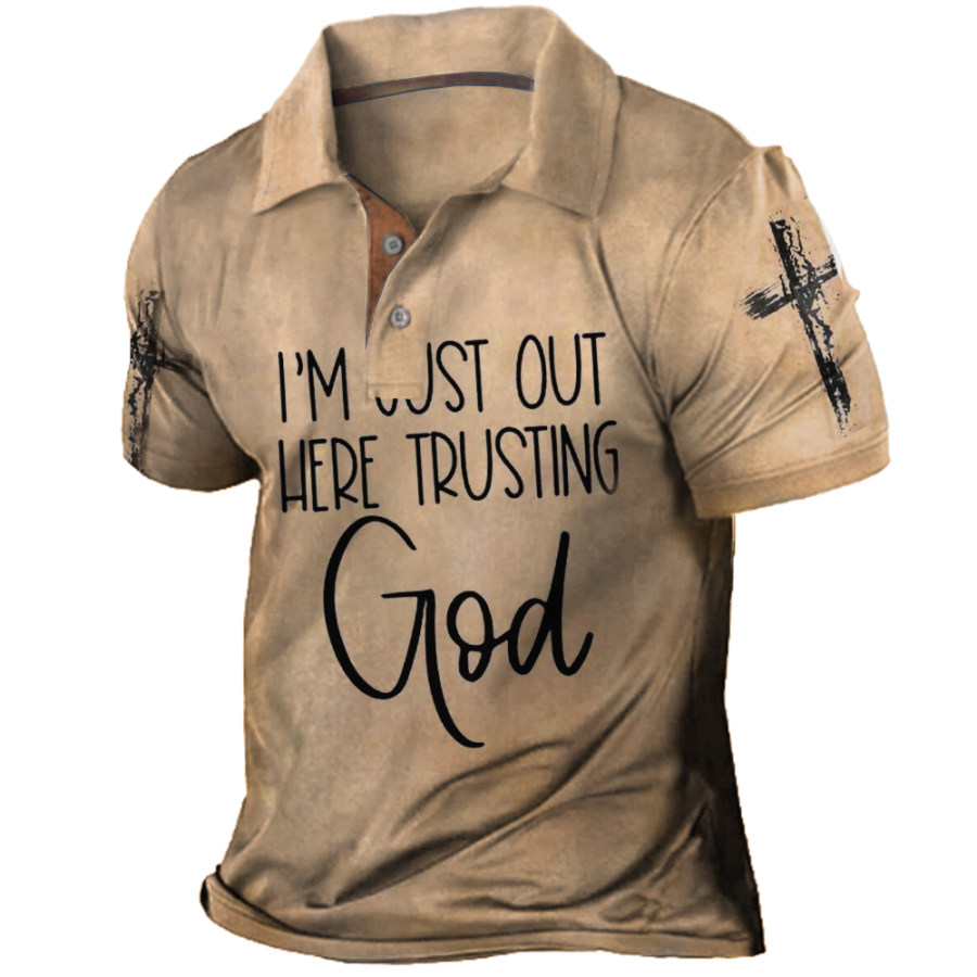

I'm Just Out Here Trusting God Printed Men's Polo T-shirt