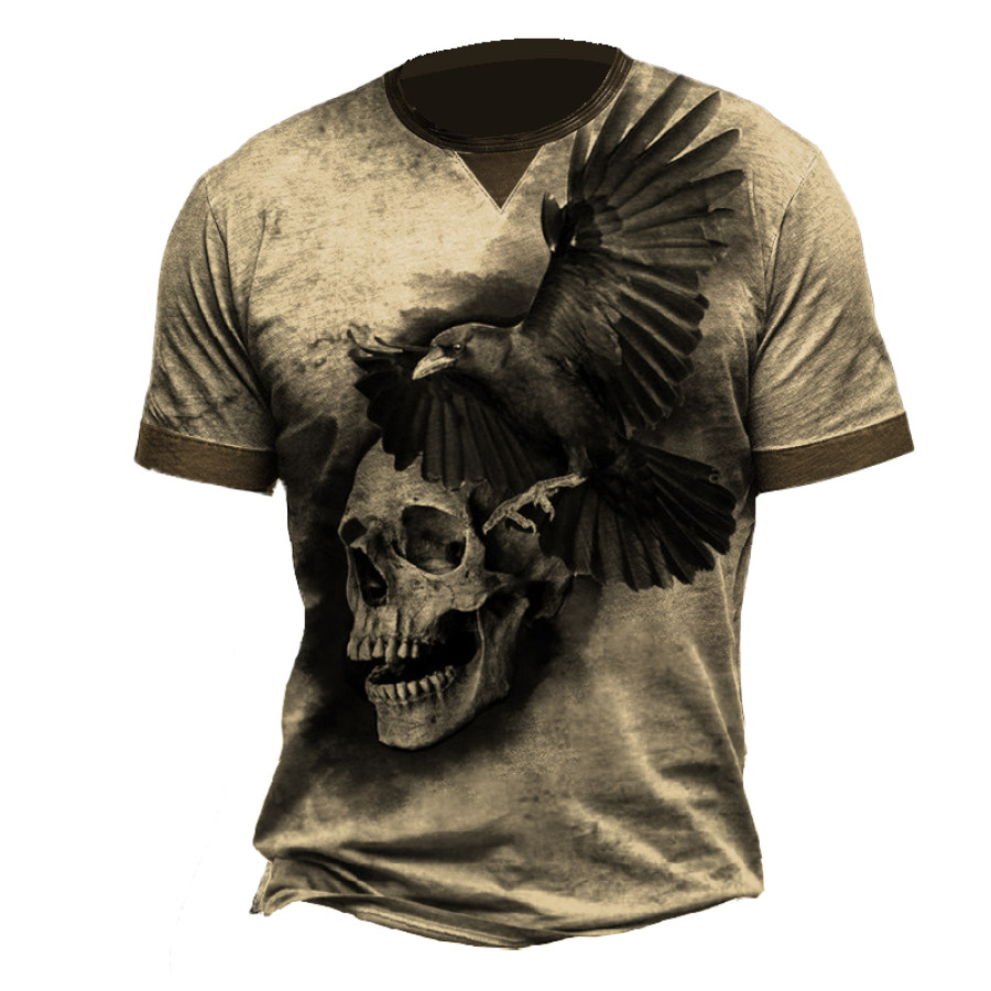 

Men's Vintage Skull Eagle Block T-Shirt