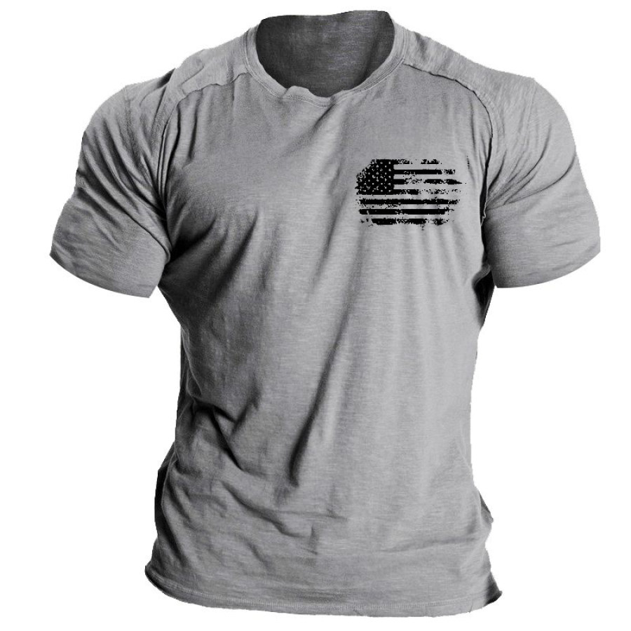 

Men's Simple American Flag Print T-shirt