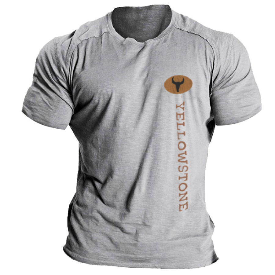 

Мужская хлопковая футболка с логотипом Yellowstone и рукавами реглан
