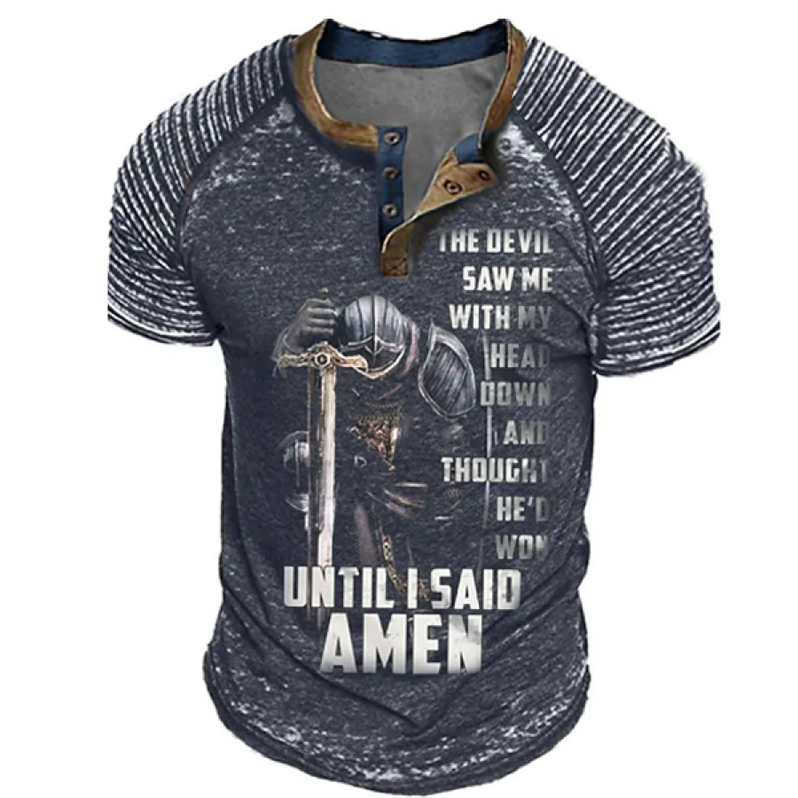 

Men's Vintage Wash Printed Henley T-Shirt