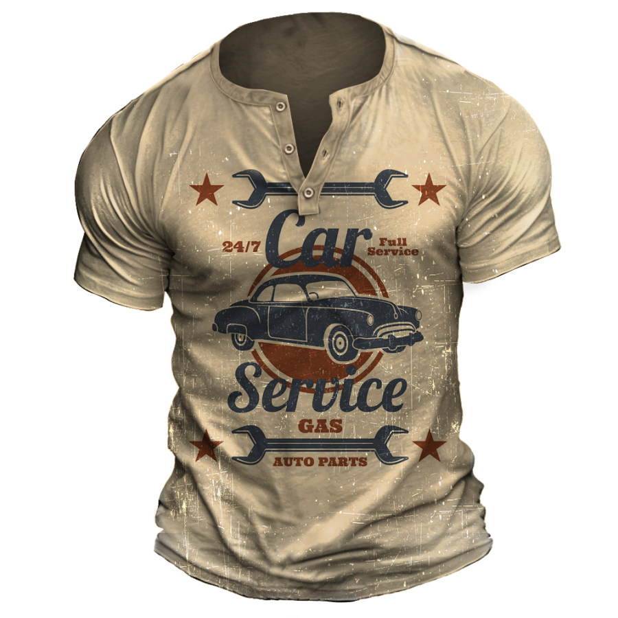 

Men's Vintage Car Service Henley T-Shirt