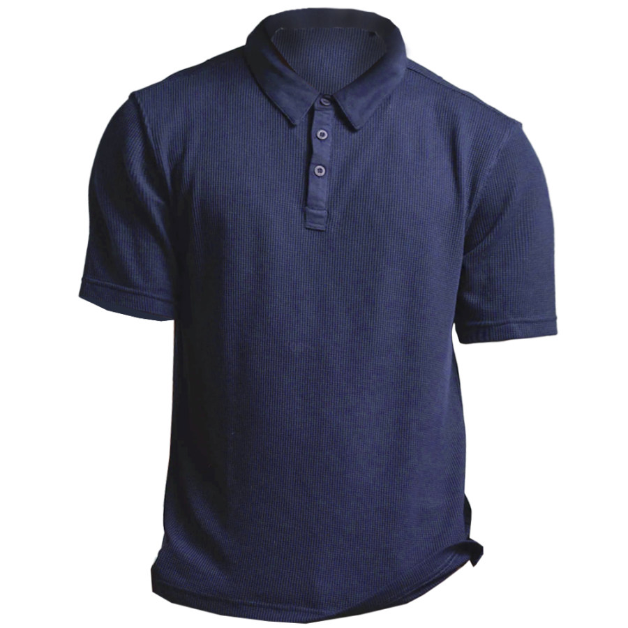 

Men's Outdoor Casual Waffle Polo Neck T-Shirt