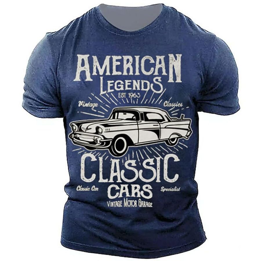 

Men's Vintage Outdoor Graphic Letter Car Printed Tee