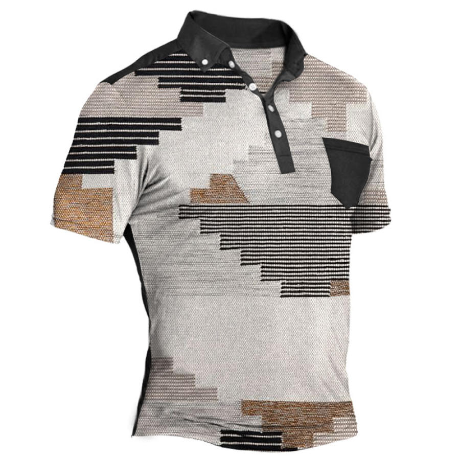 

Men's Outdoor Geometric Print Casual Polo Shirt