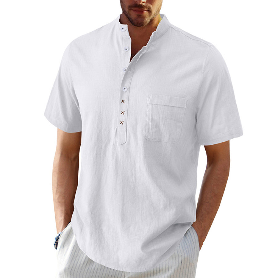 

Men's Hawaiian Cotton Linen Beach Shirt