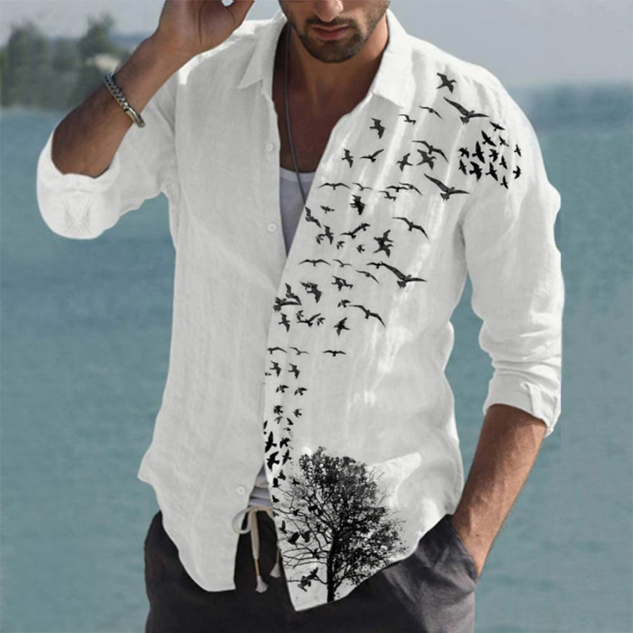 

Men's Vintage Print Long Sleeve Shirt