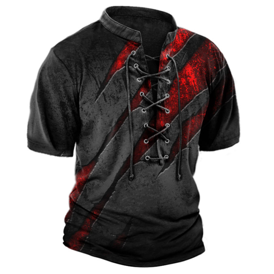 

Men's Vintage Outdoor Tactical Lace Up Short Sleeve T-Shirt