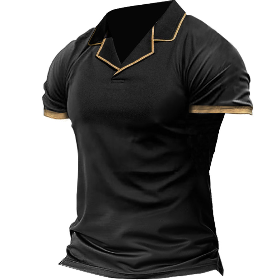 

Men's Outdoor Moisture Wicking Colorblock Cuban Collar T-Shirt