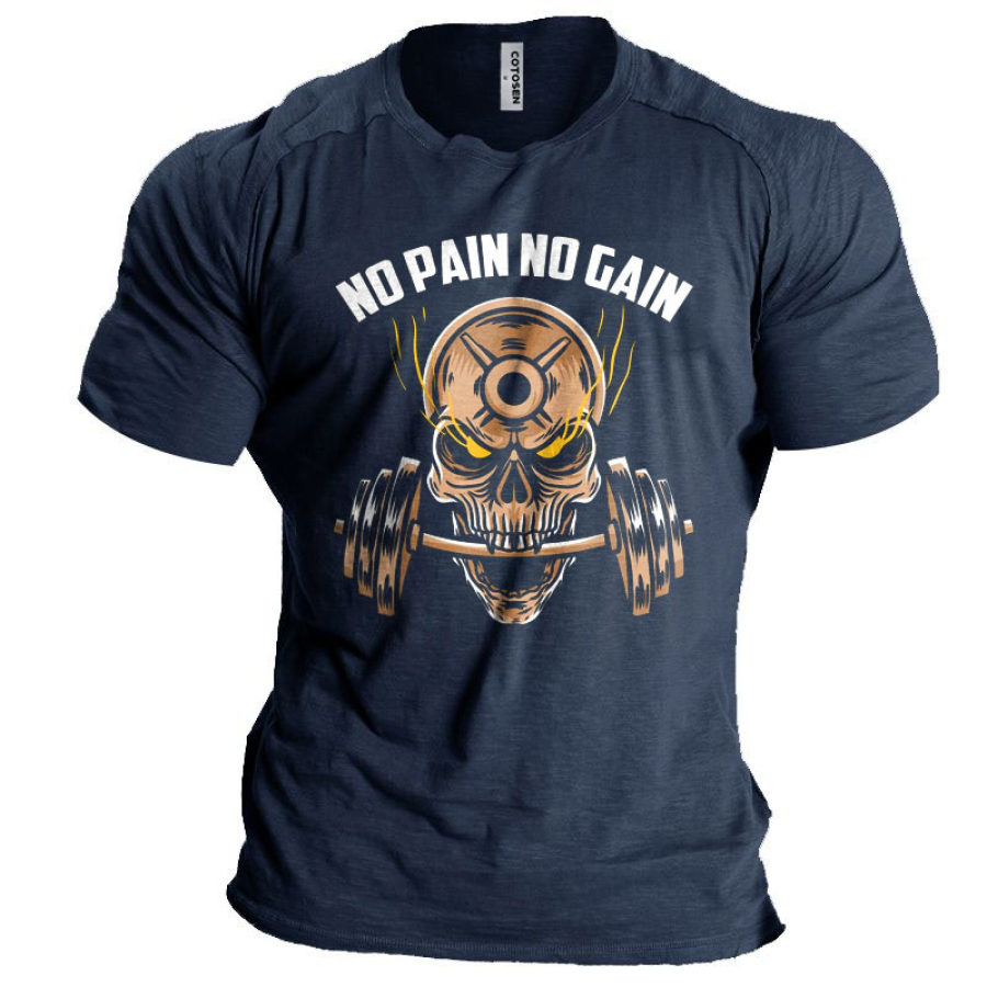 

Men's Vintage No Pain No Gain Exercise Print T-Shirt