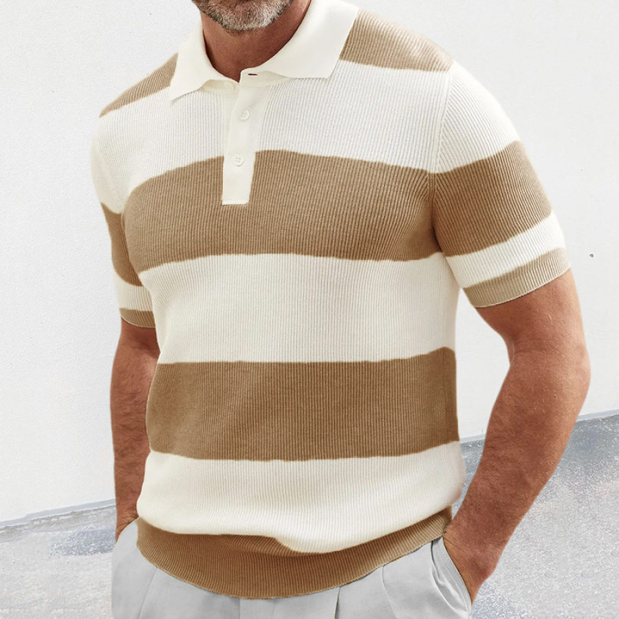 

Men's Outdoor Striped Knit Polo Shirt