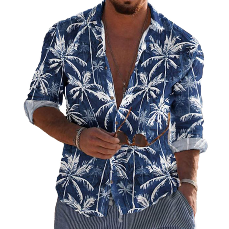 

Men's Hawaiian Coco Print Linen Shirt