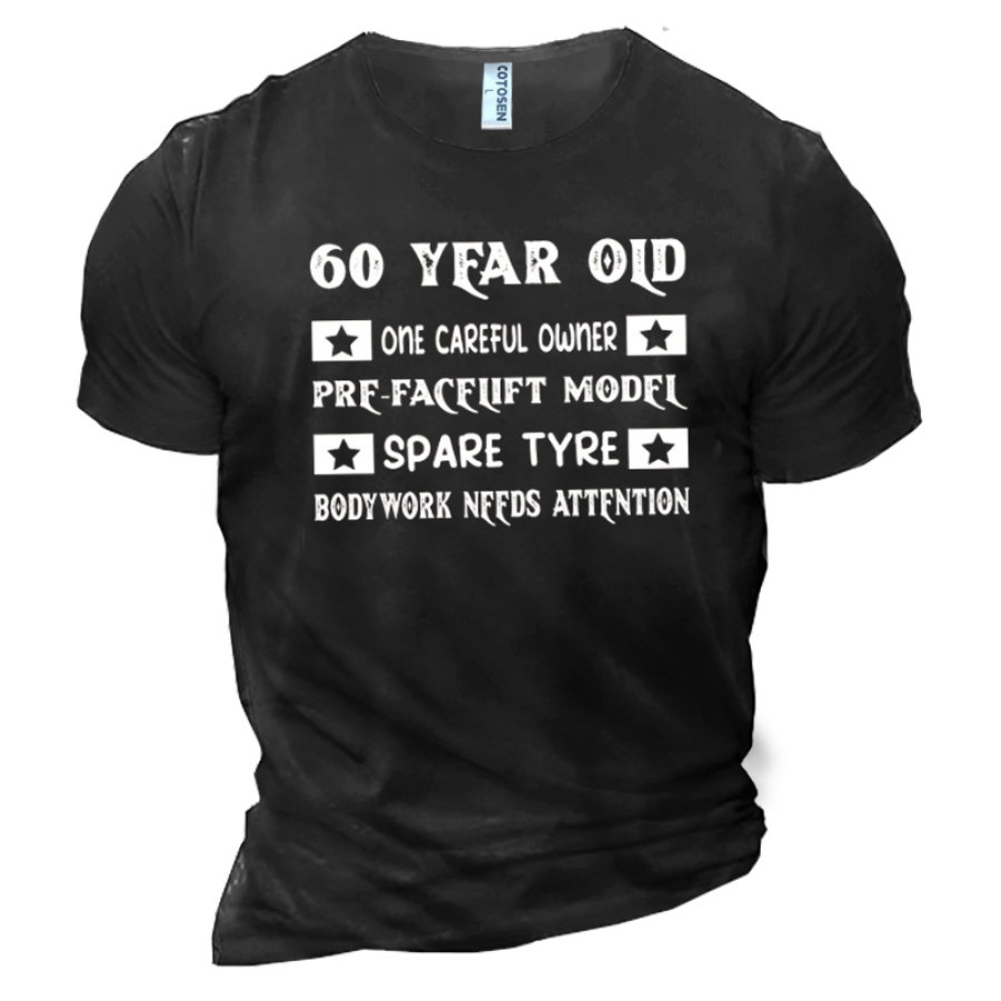 

60 Year Old One Careful Owner Pre-facelift Model Spare Tire Bodywork Beeds Attention Men's Cotton Short Sleeve T-Shirt